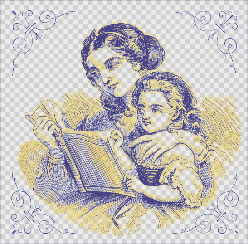 Mother Reading For Her Daughter 01 Clip Arts   Mother And Daughter Image Free Download  HD Png DownloadTransparent PNG