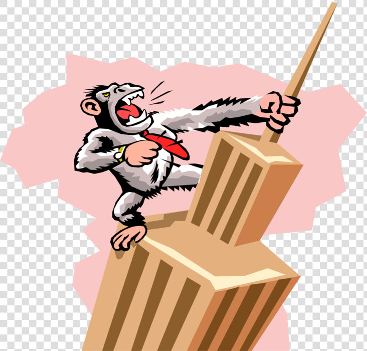 Vector Illustration Of Primate Gorilla King Kong Climbs   Cartoon King Kong On Empire State Building  HD Png DownloadTransparent PNG