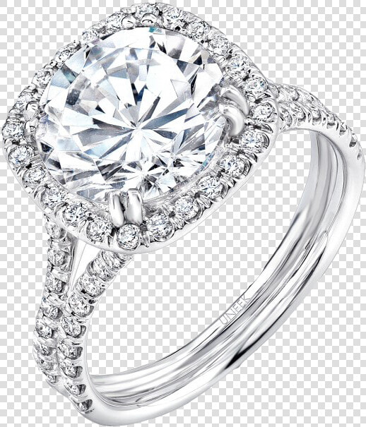 Uneek 3 Carat Round Diamond Engagement Ring With Cushion   Round Square Diamond Engagement Ring  HD Png DownloadTransparent PNG