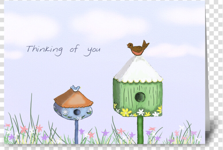 Birdhouse Thinking Of You Card Greeting Card   Cartoon  HD Png DownloadTransparent PNG