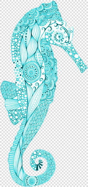 Seahorse  Blue  And Art Image   Seahorse Drawing  HD Png DownloadTransparent PNG