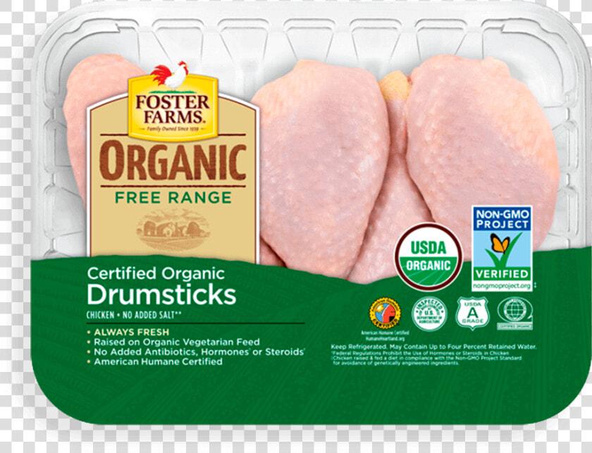 Organic Drumsticks   Organic Foster Farm Chicken  HD Png DownloadTransparent PNG