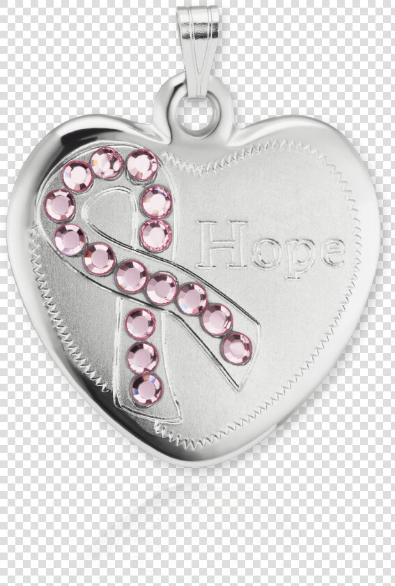 Enameled Sterling Silver Heart Breast Cancer Awareness   Locket  HD Png DownloadTransparent PNG