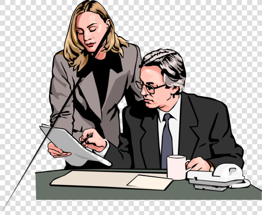 Vector Illustration Of Businessman And Woman Reading   Businessperson  HD Png DownloadTransparent PNG