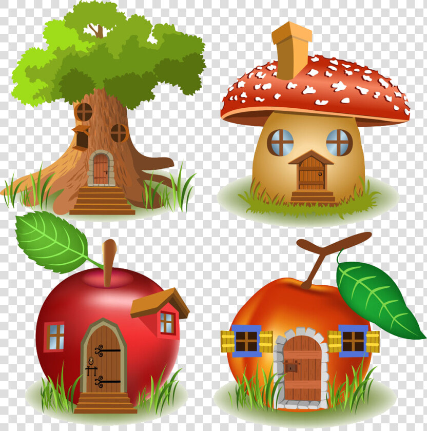 Free Clipart Fairy Apple Tree Banner Royalty Free Library   Fruit House Drawing  HD Png DownloadTransparent PNG