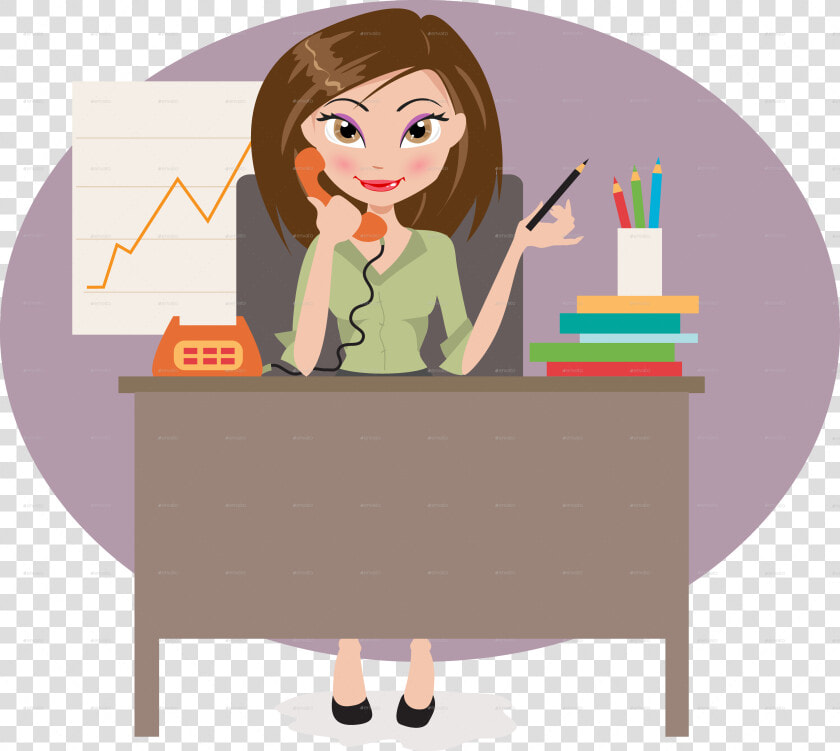 Office Desk Vector Png   Woman In Office Cartoon  Transparent PngTransparent PNG