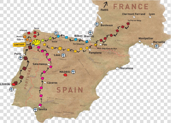 I M A Couch Potato But For Some Reason  The Idea Of   Camino De Santiago Map Of Routes  HD Png DownloadTransparent PNG