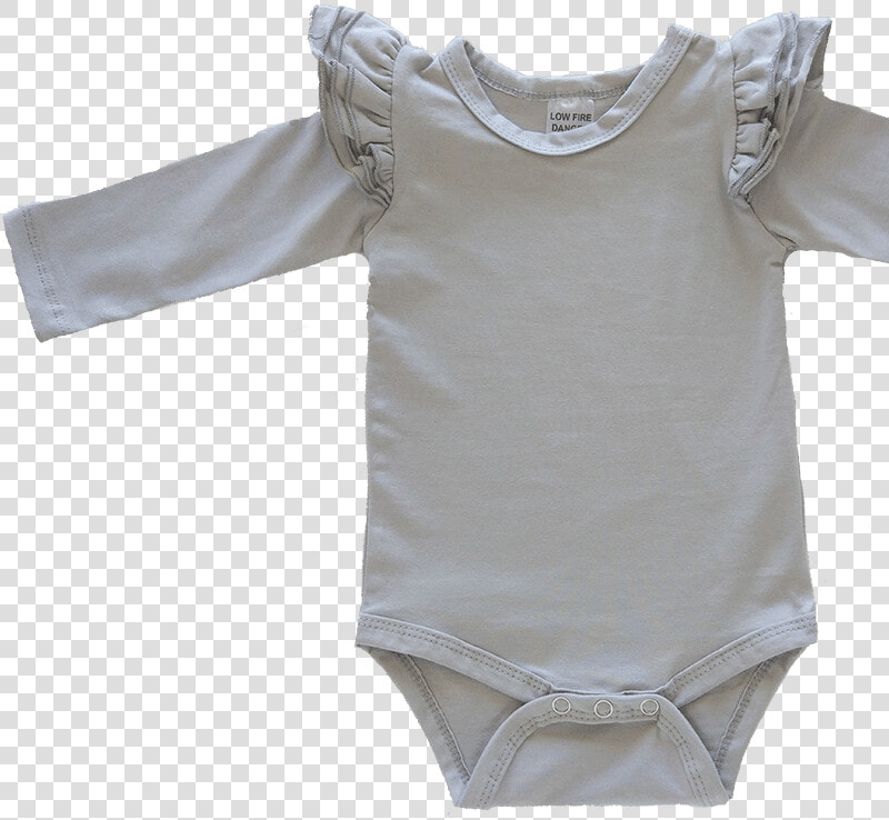 Soft Grey Long Sleeve Flutter Onesie Bodysuit Wholesale   Blouse  HD Png DownloadTransparent PNG