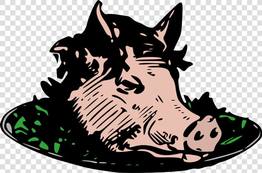 Pig Head Dinner Clip Arts   Pig Head On A Playe  HD Png DownloadTransparent PNG