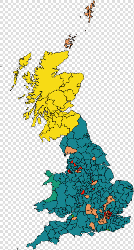 Map Of Great Britain Showing The Leading Parties For   European Election Results Map  HD Png DownloadTransparent PNG