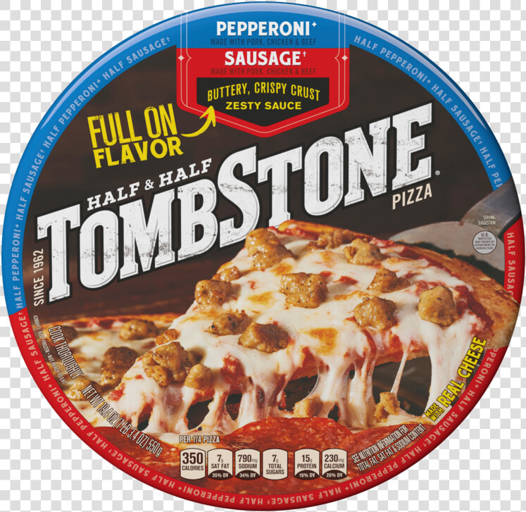 Tombstone Half  amp  Half Pepperoni  amp  Sausage Frozen Pizza   Pizza Cheese  HD Png DownloadTransparent PNG