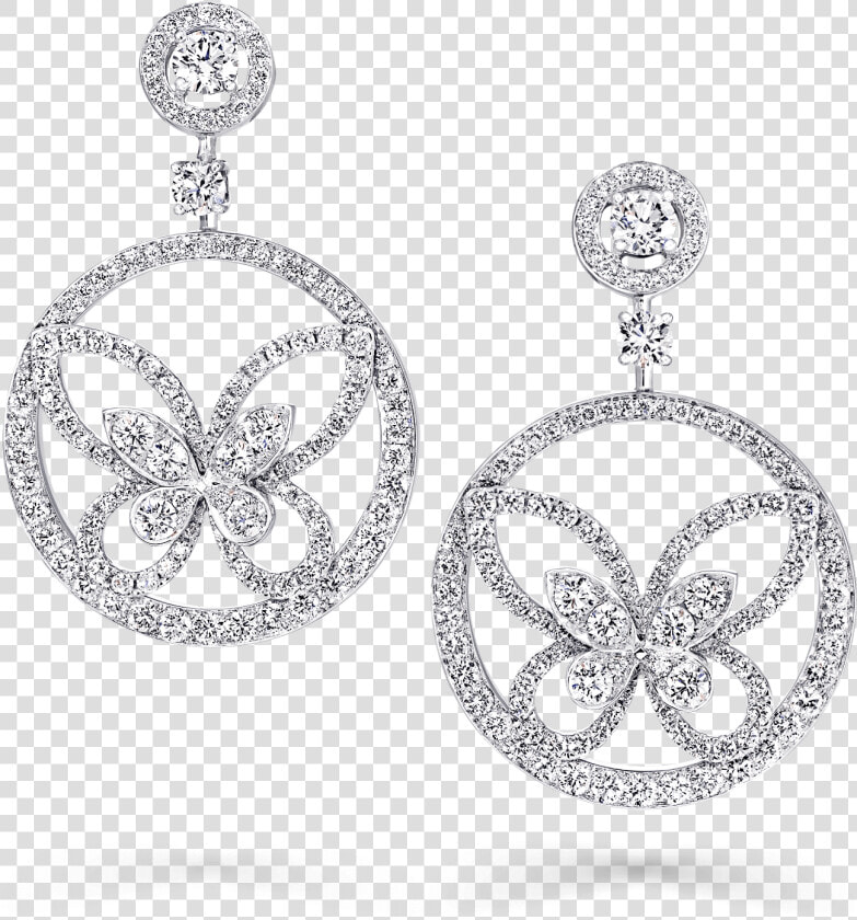 A Pair Of Graff Butterfly Silhouette Diamond Hoop Earrings  HD Png DownloadTransparent PNG