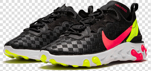 Nike React Element 55 Black Crimson Volt  HD Png DownloadTransparent PNG