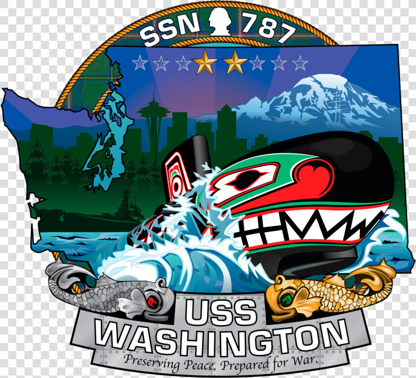 The Ship S Crest Of The Virginia class Attack Submarine   Uss Washington Ssn 787  HD Png DownloadTransparent PNG