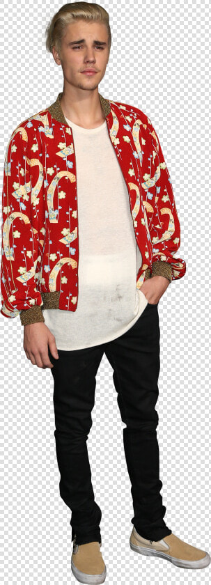 Justin Bieber Dressed In A Red Shirt  HD Png DownloadTransparent PNG