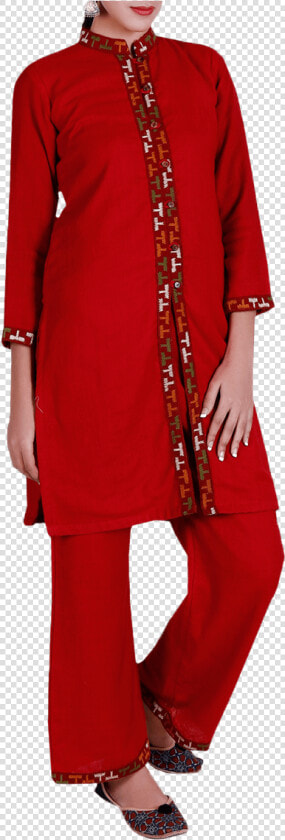 Red Kullu Patti Pure Wool Kurta   Costume  HD Png DownloadTransparent PNG