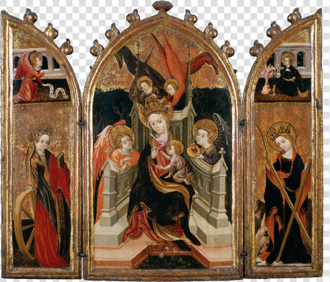 Triptych With The Virgin And Child  Saint Catherine  HD Png DownloadTransparent PNG