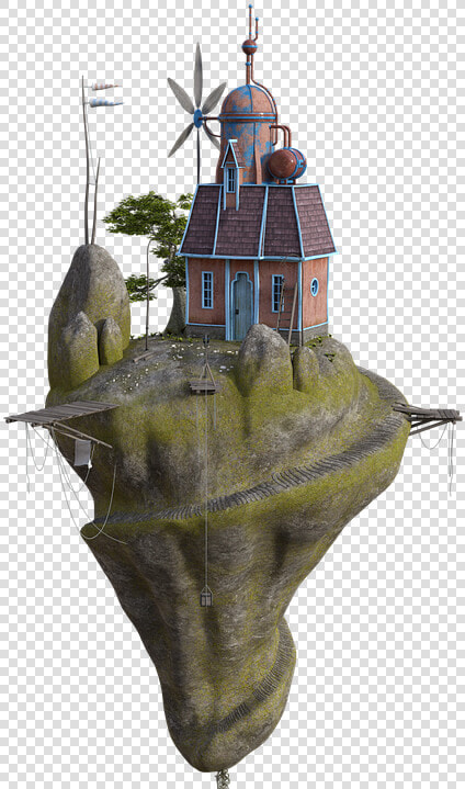 Fantasy  Island  House  Bridges  Ropes  Grass  Rocks   Conch  HD Png DownloadTransparent PNG