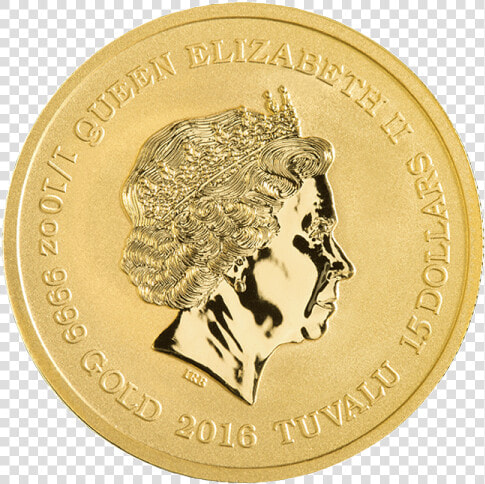 Back Of 2016 1 10 Oz   Queen Elizabeth Tuvalu Gold Coin  HD Png DownloadTransparent PNG