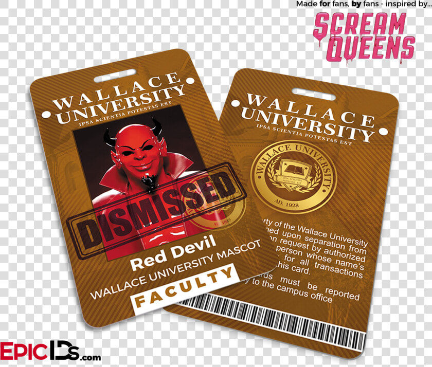 Scream Queens Inspired Wallace University Faculty Id   Scream Queens  HD Png DownloadTransparent PNG