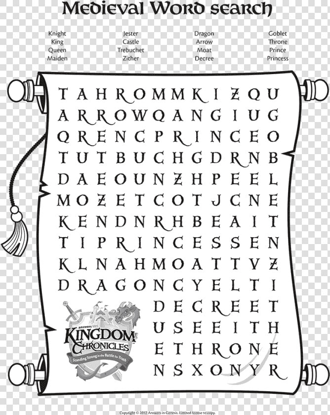 Word Searches For Middle Ages  HD Png DownloadTransparent PNG