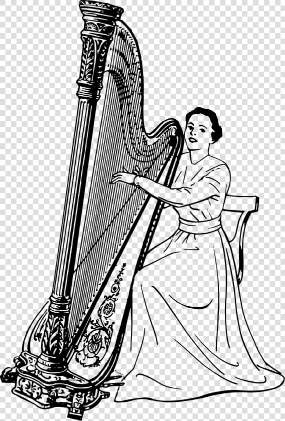 Harp 5 Clip Arts   Girl Playing Harp Clipart  HD Png DownloadTransparent PNG