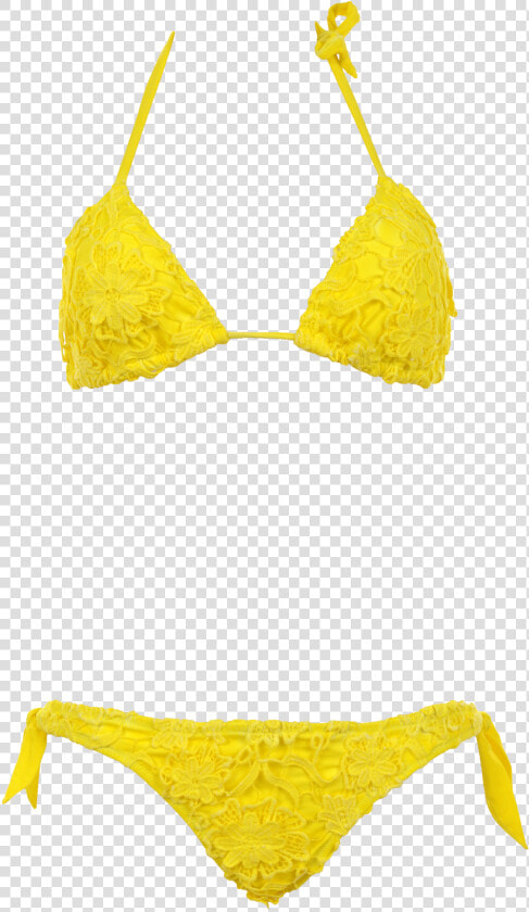 Padded Macramé Lace Yellow Triangle Bikini With Removable  HD Png DownloadTransparent PNG