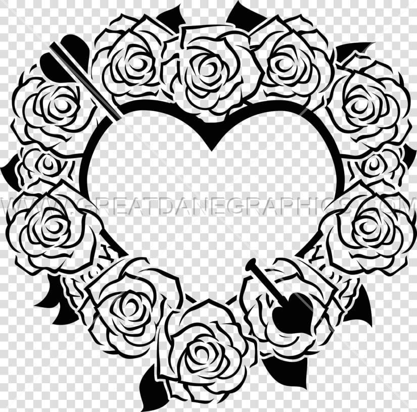 Valentine Heart Clipart Black And White Clip Art Freeuse   Black And White Hearts With Roses  HD Png DownloadTransparent PNG