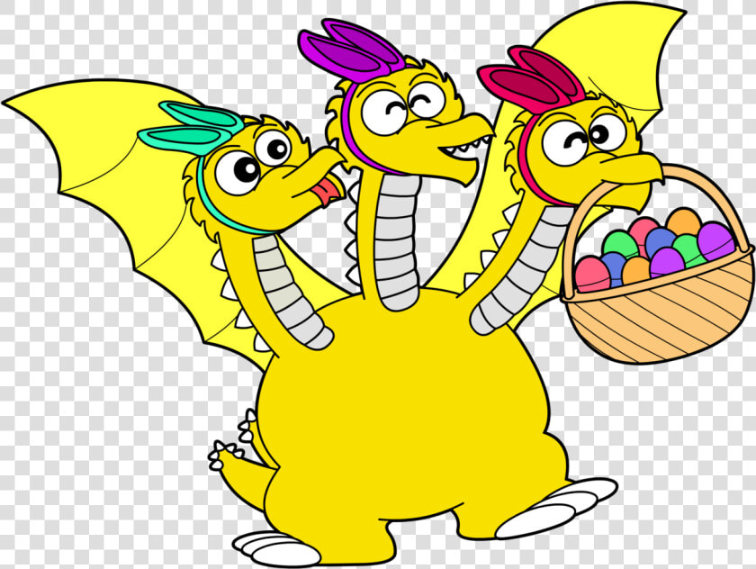 Ghidorah The Three headed Bunny Is Ready For Easter   Cartoon  HD Png DownloadTransparent PNG