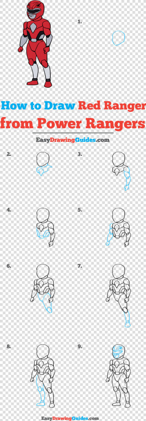 How To Draw The Red Ranger From Power Rangers   Power Rangers Drawing Easy  HD Png DownloadTransparent PNG