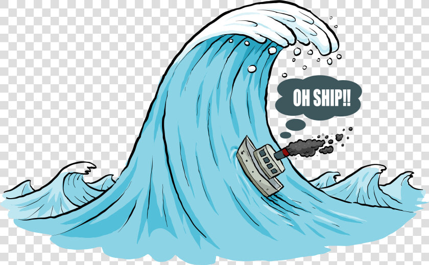 Cartoon Wave   Wave Crashing Boat Cartoon  HD Png DownloadTransparent PNG