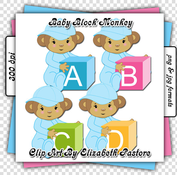 Cute Baby Monkey In Blue Clip Art Collection   Clip Art  HD Png DownloadTransparent PNG