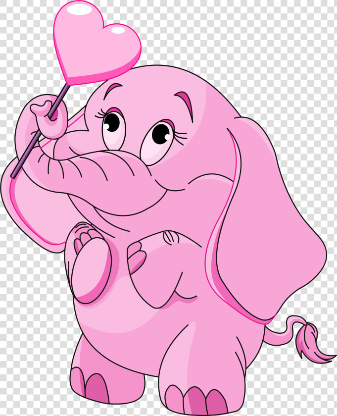 Pink Love Elephant Png Clipart   Pink Elephant Cartoon Png  Transparent PngTransparent PNG