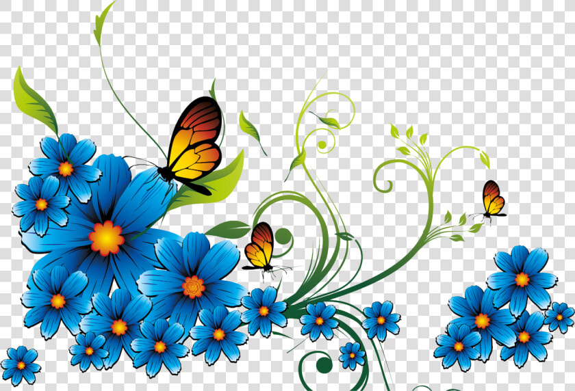 Изображение Для Плейкаста   Blue Flower Border Clipart  HD Png DownloadTransparent PNG