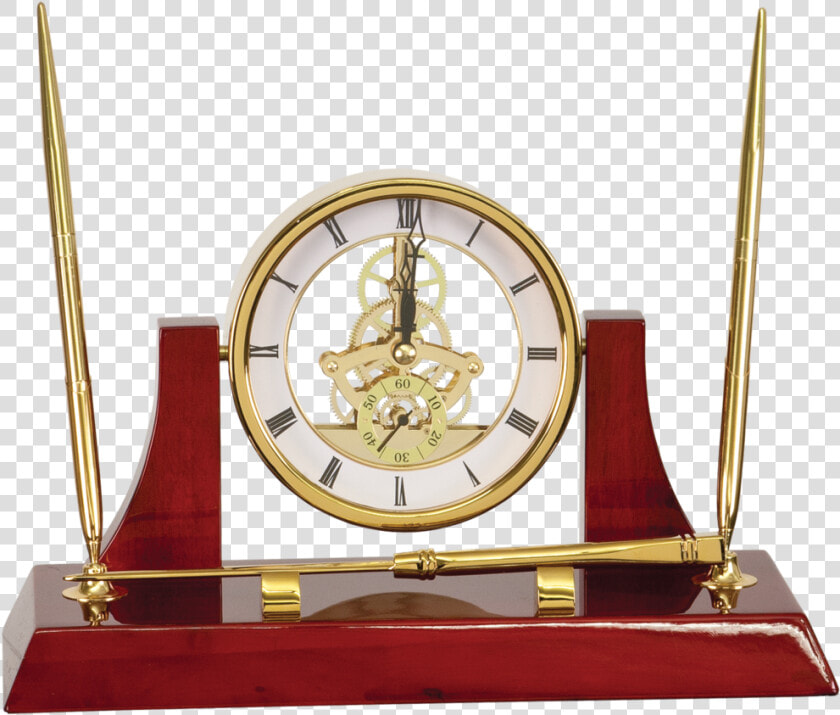 Executive Gold  amp  Rosewood Piano Finish Clock With   Pen  HD Png DownloadTransparent PNG