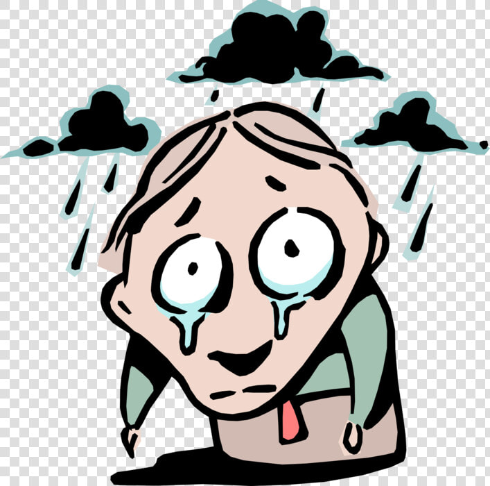 Vector Illustration Of Crying Valley Of Tears Idiom   Dark Cloud Above Head  HD Png DownloadTransparent PNG