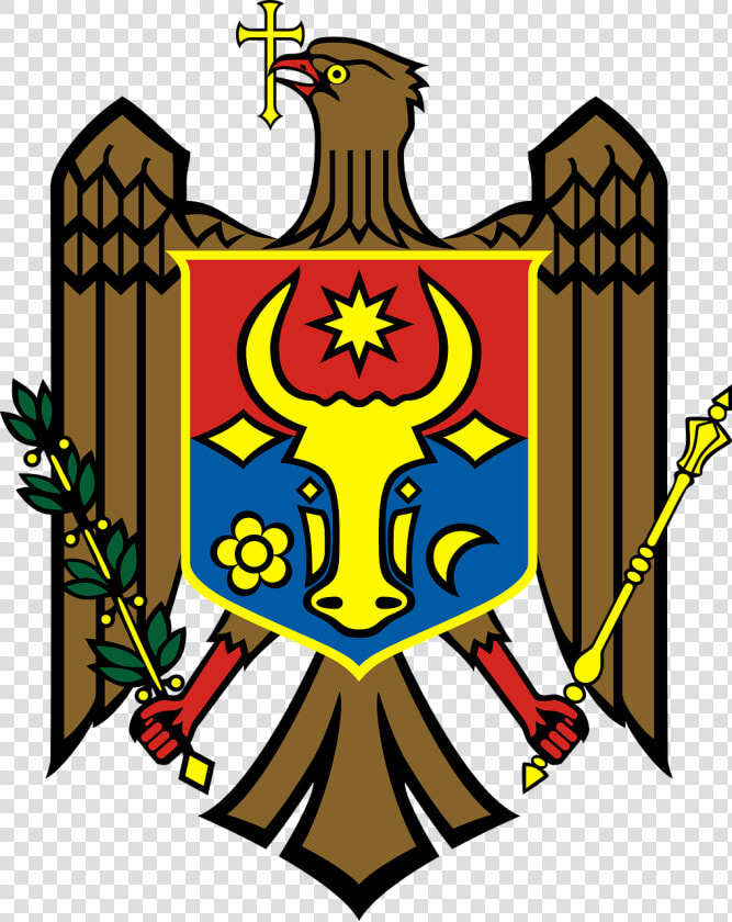 Coat  Arms  Brown  Eagle  Bird  Bull  Head  Badge   Moldova Flag  HD Png DownloadTransparent PNG