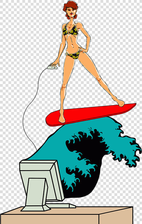 Surfing  Surfboard  Bikini  Girl  Woman  Computer   Surfing  HD Png DownloadTransparent PNG