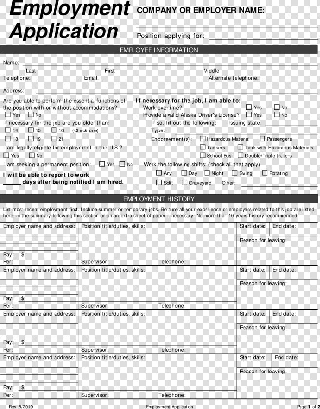 Contest Entry Formsplate Blank Form Registration Free   Printable Standard Employment Application  HD Png DownloadTransparent PNG