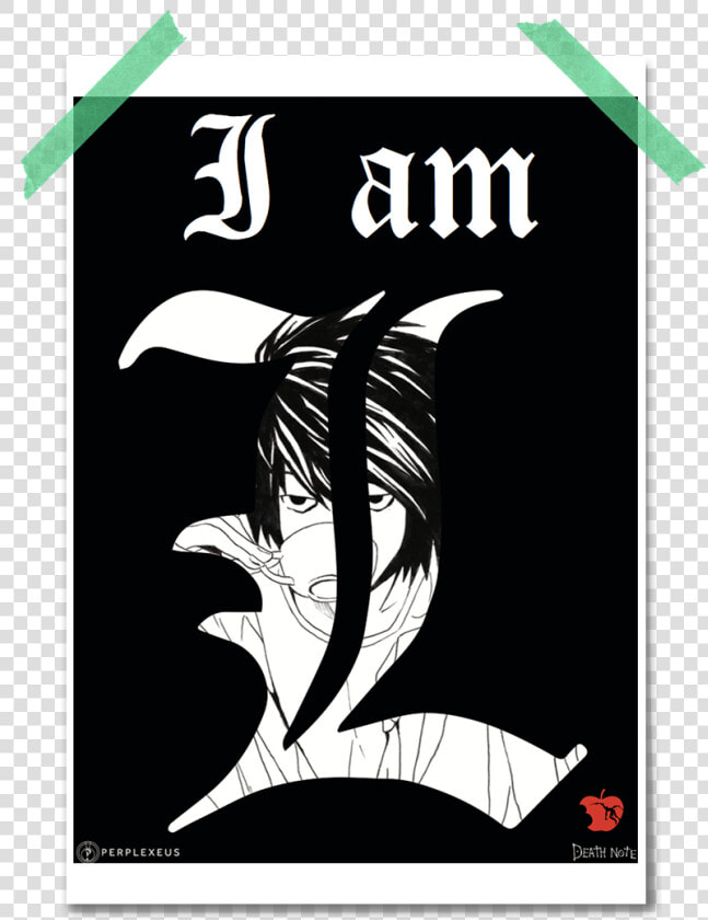 Death Note I Am L Drinking Coffee Black And White Manga   L Logo Death Note Transparent  HD Png DownloadTransparent PNG