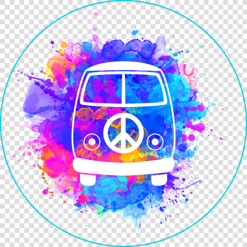 Peace And Love Watercolor Hippie Van Splatter Sticker   Creative Raksha Bandhan Invitation  HD Png DownloadTransparent PNG