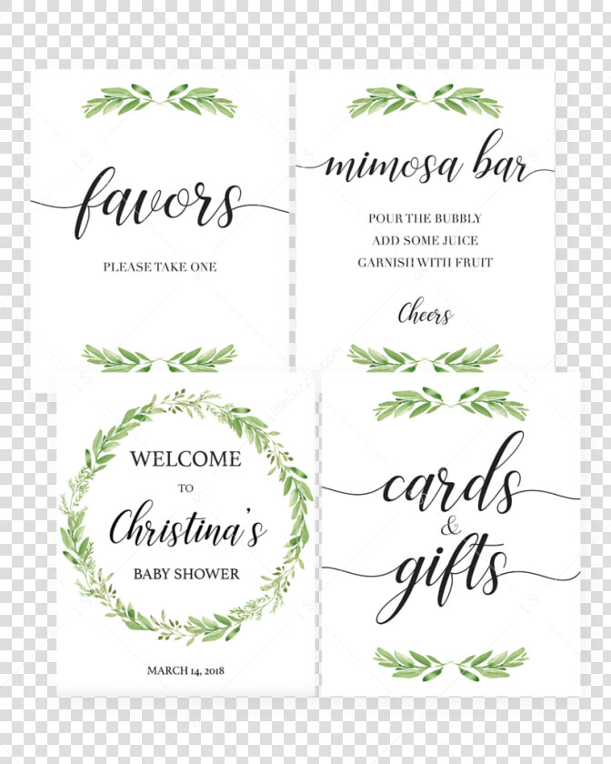 Printable Greenery Baby Shower Decor Package By Littlesizzle   Printable Baby Shower Greenery Decor  HD Png DownloadTransparent PNG