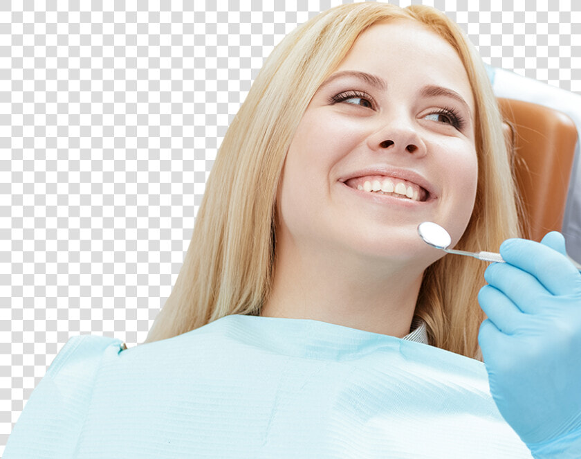 Smiling Female In Dentist Chair Looks At Nearby Dentist   Girl  HD Png DownloadTransparent PNG