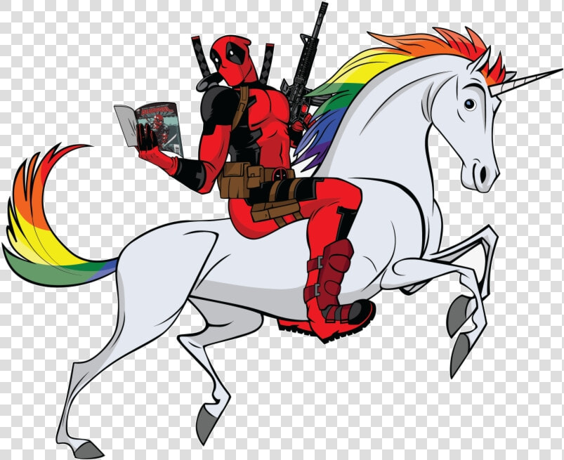 Deadpool Clipart Sticker Cutting Riding Unicorn Transparent   Deadpool Riding A Unicorn Clipart  HD Png DownloadTransparent PNG