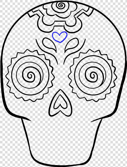 How To Draw A Sugar Skull Step By Step Tutorial Easy   Day Of The Dead Skull Drawing Easy  HD Png DownloadTransparent PNG