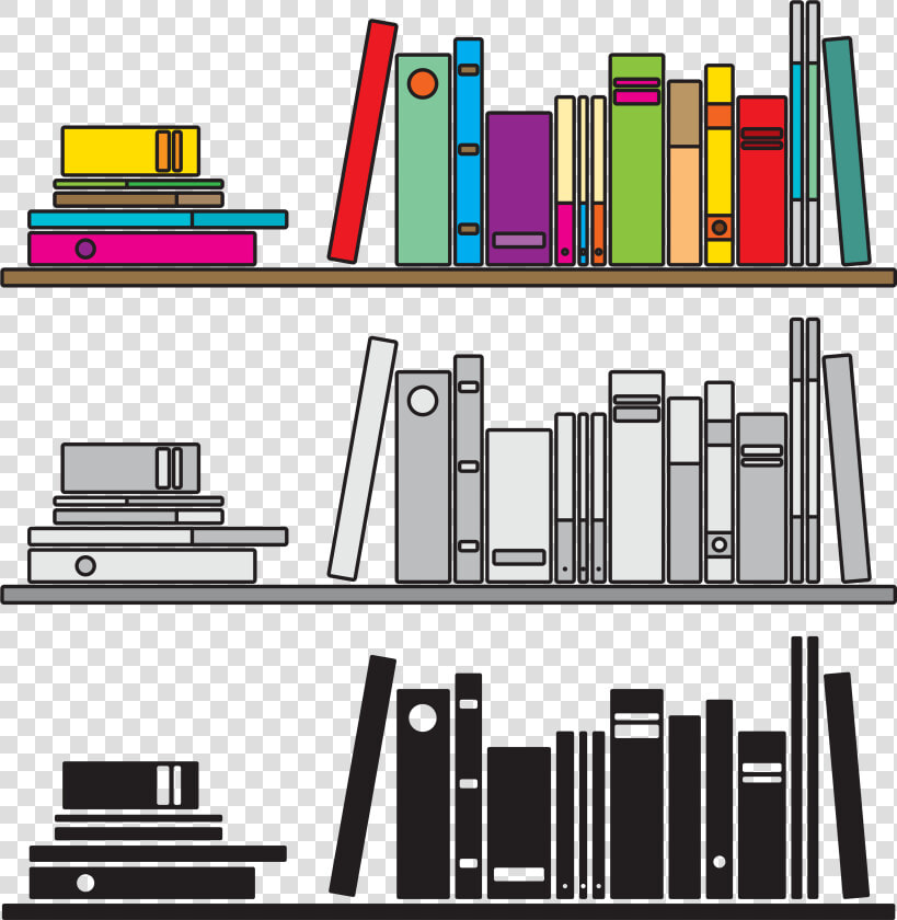 Transparent Bookshelves Clipart   Books On Shelf Vector  HD Png DownloadTransparent PNG