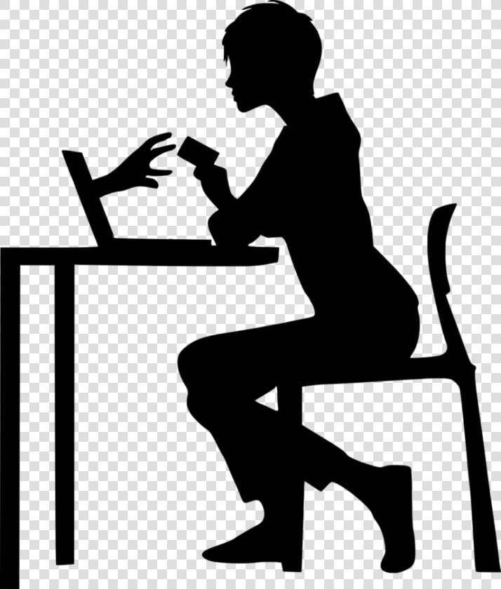 How To Check If A Website Is A Scam   Silhouette Sitting At Desk  HD Png DownloadTransparent PNG