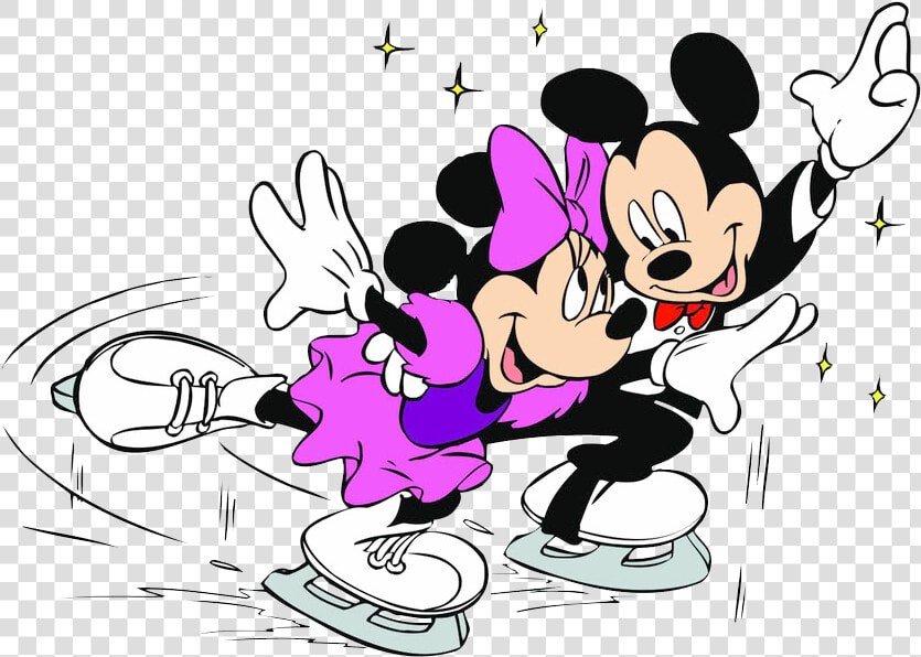 Mickey Minnie Sports Clipart   Mickey And Minnie Skating  HD Png DownloadTransparent PNG