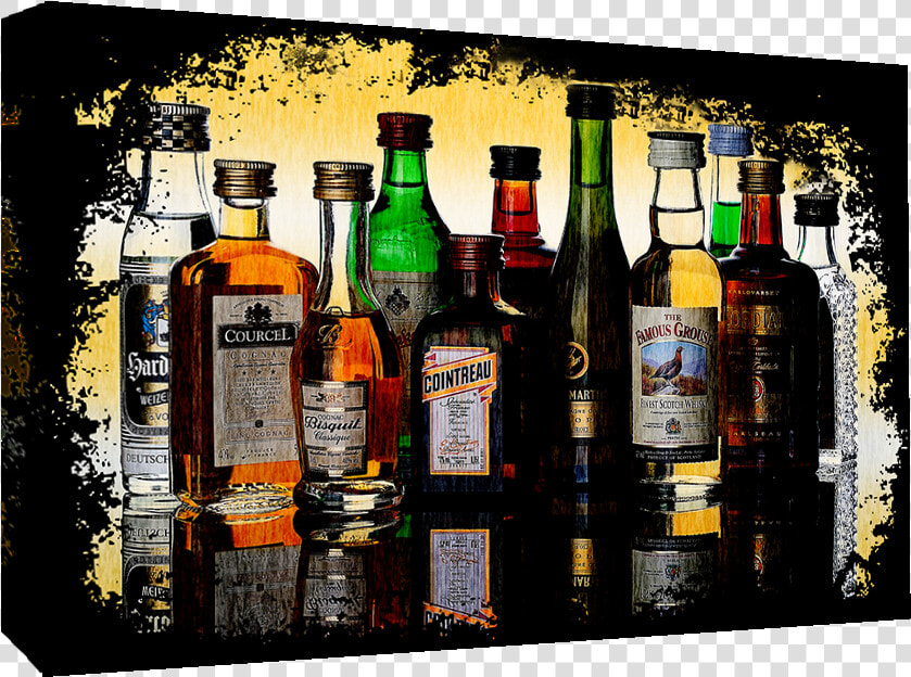 Grunge Alcohol   Spirit Bottles Cotton Canvas Wall   Famous Spirits  HD Png DownloadTransparent PNG