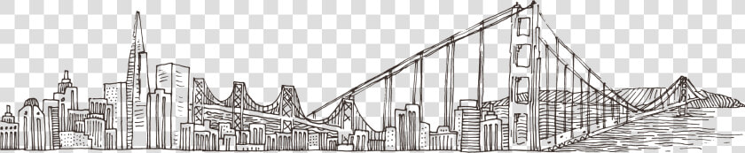 Brooklyn Bridge Golden Gate Bridge Drawing Vector Graphics   Easy San Francisco Drawings  HD Png DownloadTransparent PNG